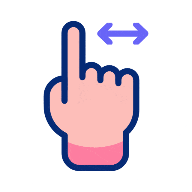 An illustrated hand with the index finger pointing up and a double-headed arrow above it, referencing swipe or slide gestures often used in digital construction technology interfaces.