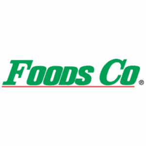 Foods Co logo in green text with a red underline on a white background.