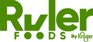 Green "Ruler Foods by Kroger" logo on a white background, with large bold text and stylized lettering.