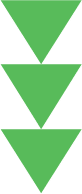 Three green downward-pointing triangles stacked vertically on a white background.