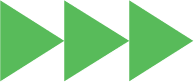 Three green right-facing triangles are arranged in a row against a light gray background.